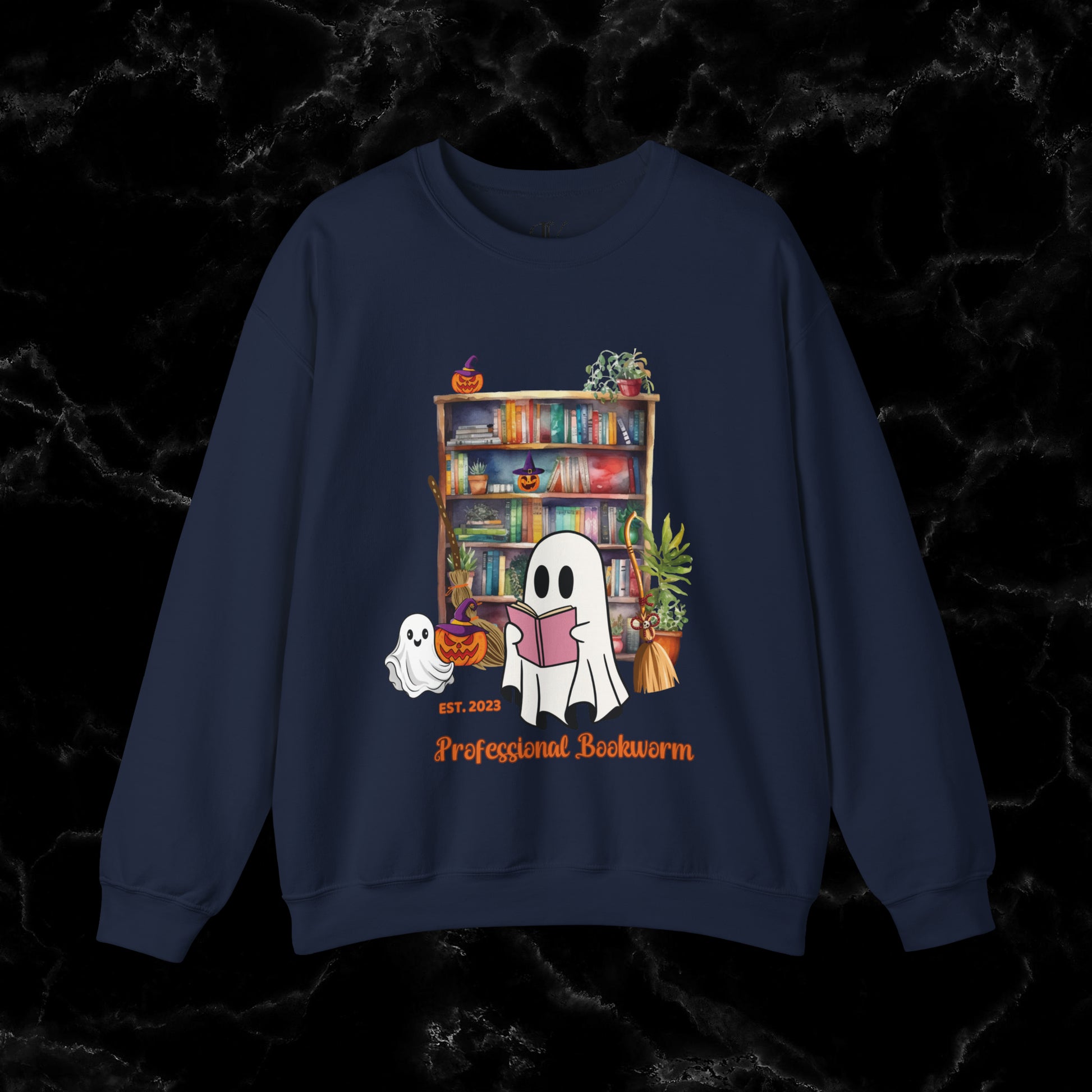 Witchy Gifts for Book Lover Cottagecore Pumpkin Witch Sweatshirt - Bookworm Back To School Reading Fall Sweater, Perfect Present for Bookworm Aunt's Birthday Sweatshirt S Navy 