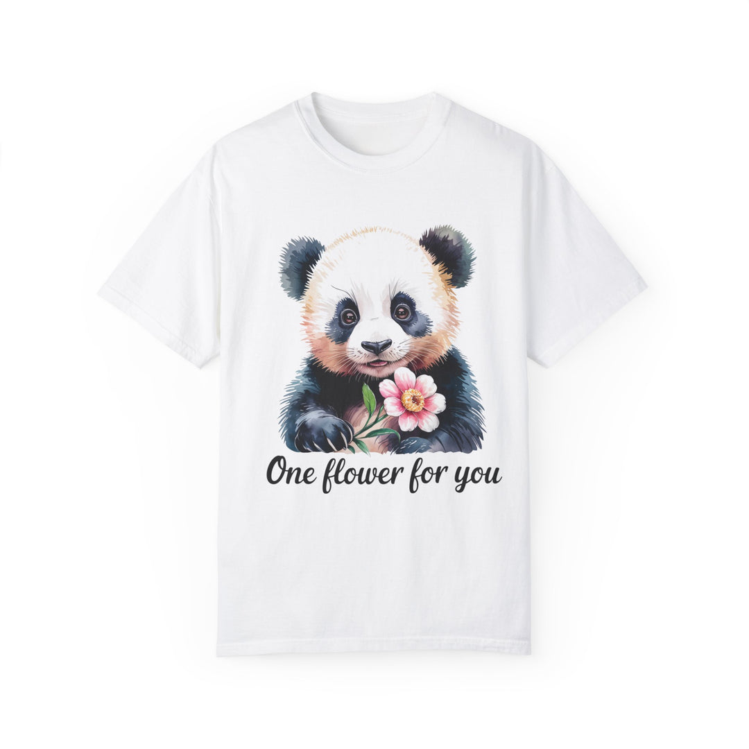 Panda Flower T-shirt T-Shirt Printify White S