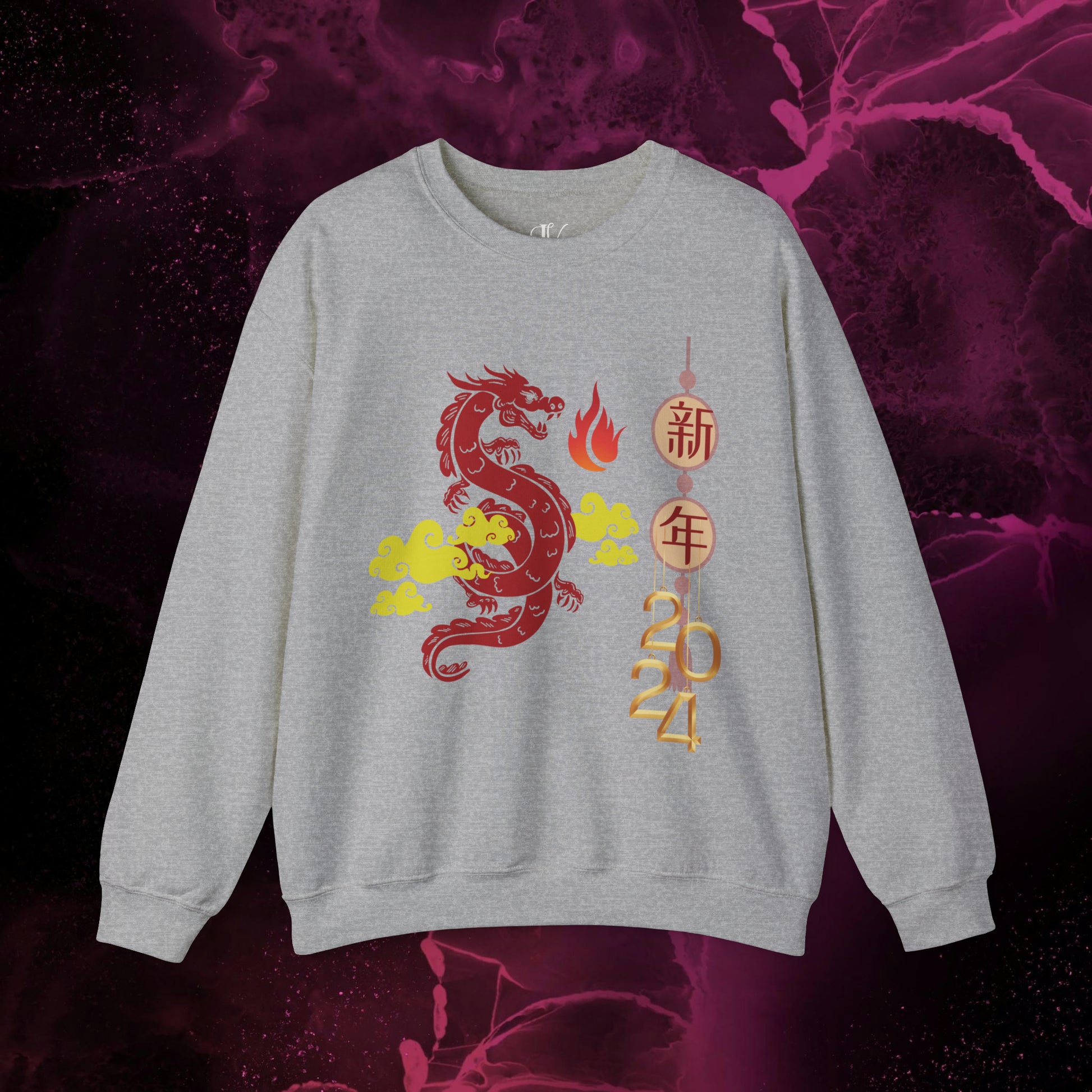 Year of the Dragon Sweatshirt - 2024 Chinese Zodiac Shirt for Lunar New Year Event Sweatshirt S Sport Grey 