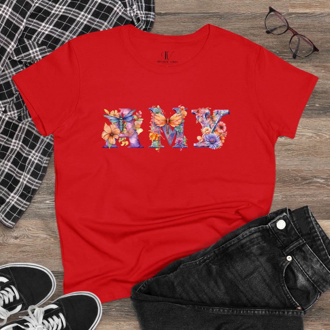 Imagin Vibes: Mom's Dragonfly Name Tee (Personalized Gift, Mother's Day) T-Shirt Red S 