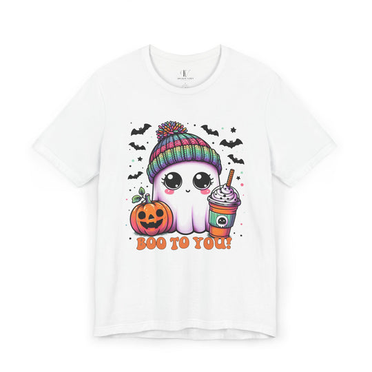Cute Ghost Boo to You Halloween T-Shirt T-Shirt Printify White XS
