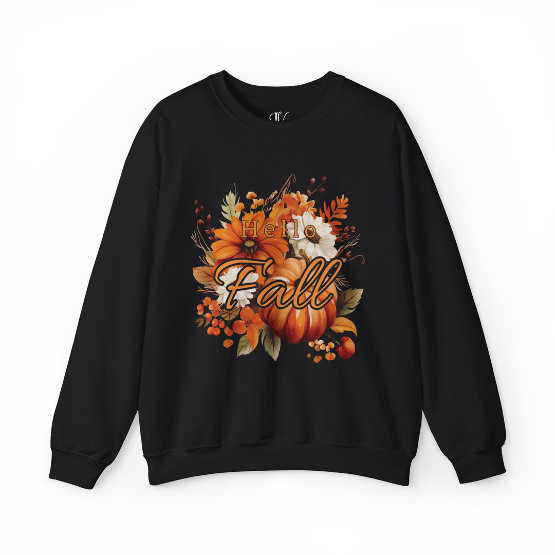 Hello Fall: Watercolor Pumpkin Sweatshirt Sweatshirt Printify S Black