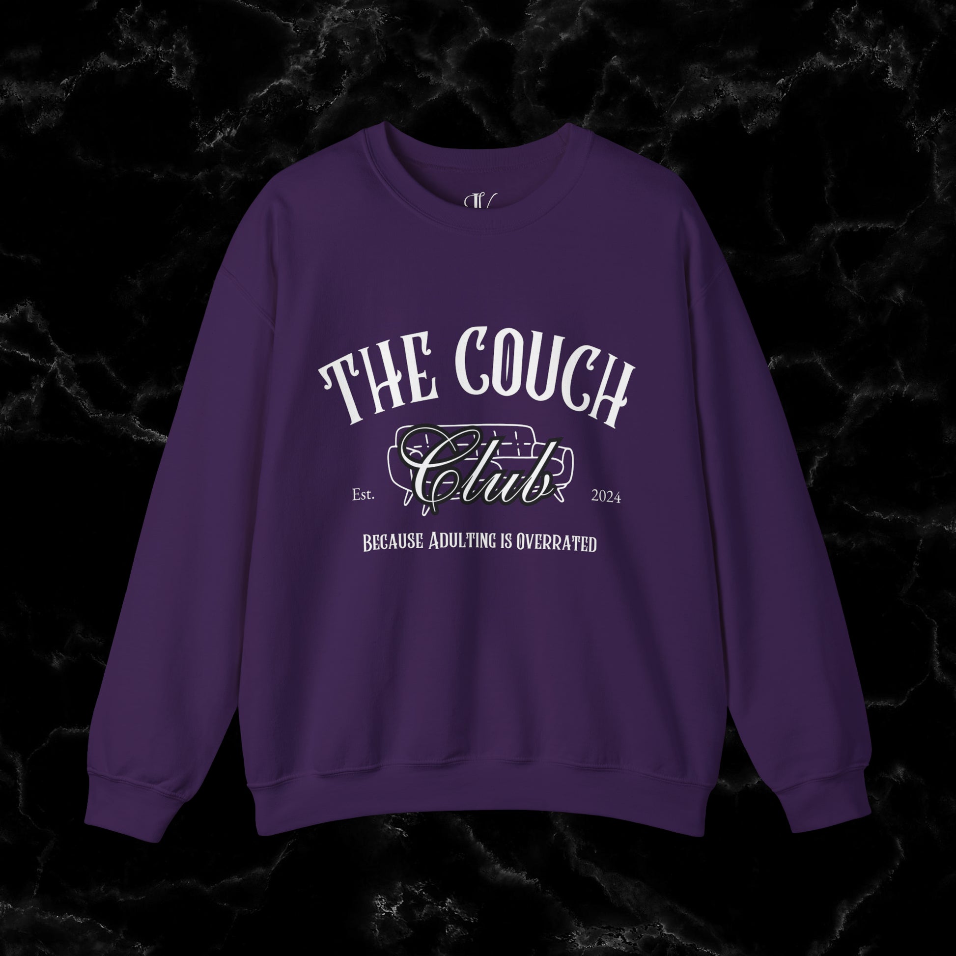 The Couch Club Crewneck Sweatshirt – Funny, Vintage, and Oversized: The Perfect Gift for Her and Your Best Friend Sweatshirt S Purple 