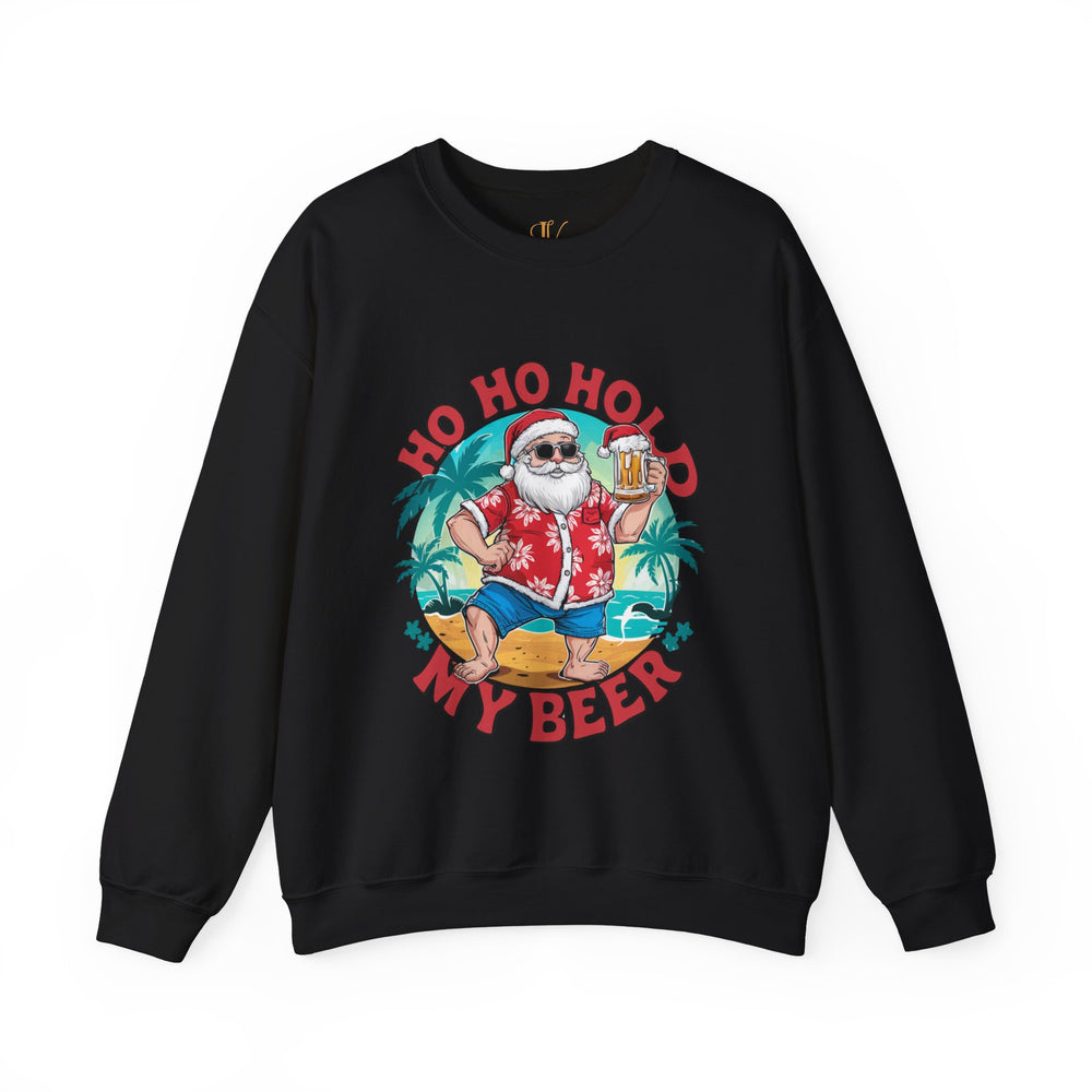 Santa Hold My Beer Sweatshirt Sweatshirt Printify S Black