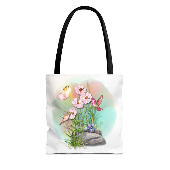 Spring Watercolor Nature-Inspired Tote Bag Bags Printify 13" × 13'' Black