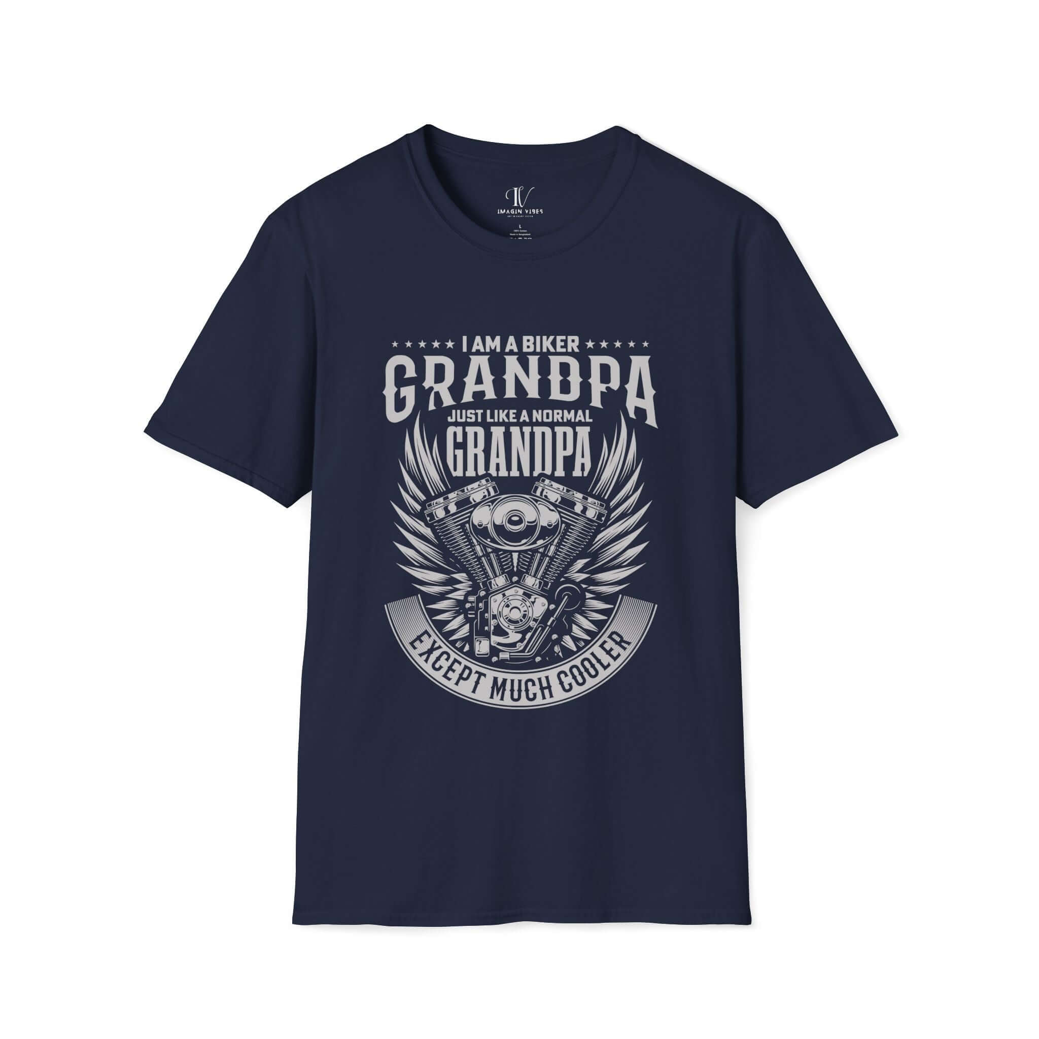 I'm A Biker Grandpa Like A Normal Grandpa But Cooler Skull Wings Father