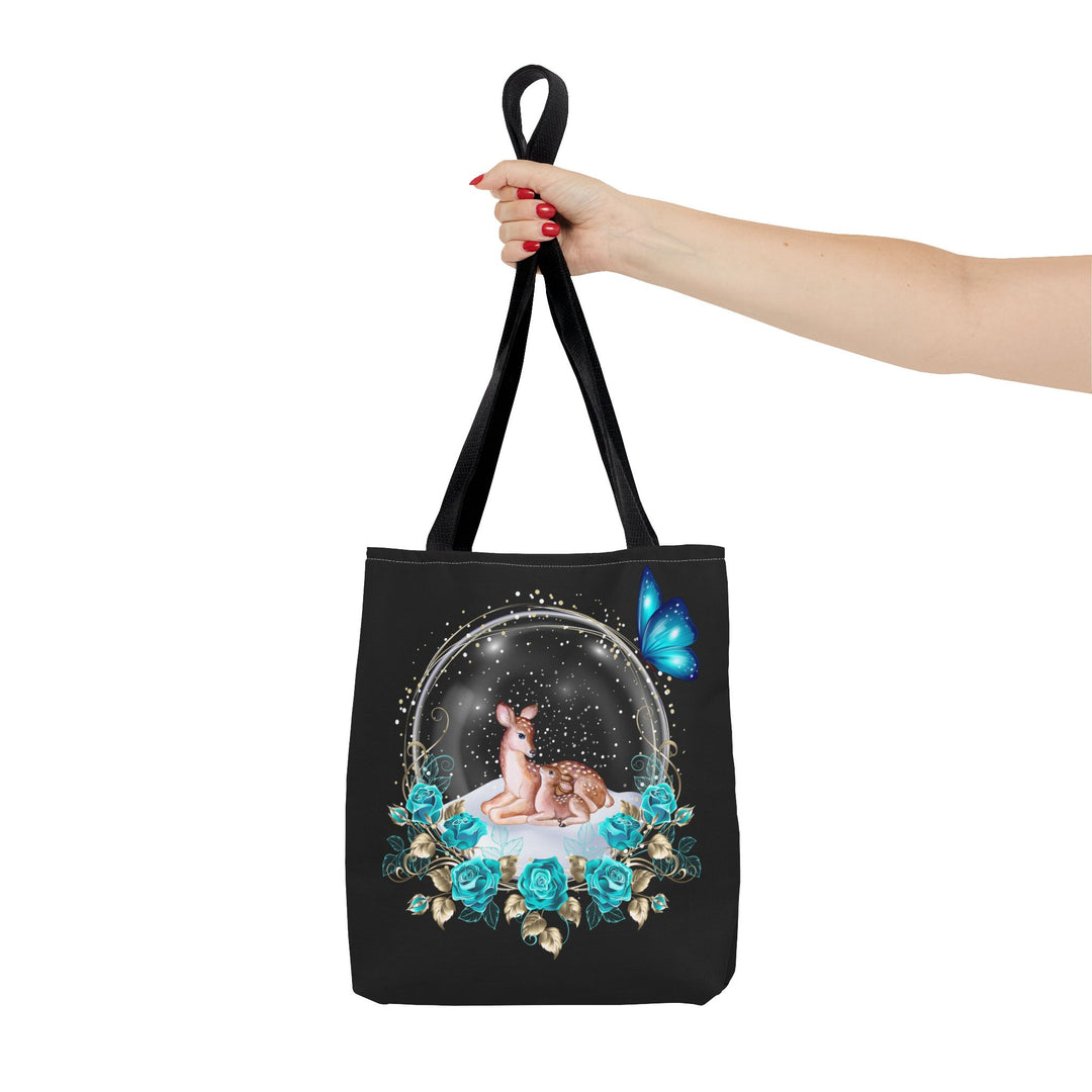 Deer Snow Globe Tote Bag - Winter Whimsical Elegance Bags Printify