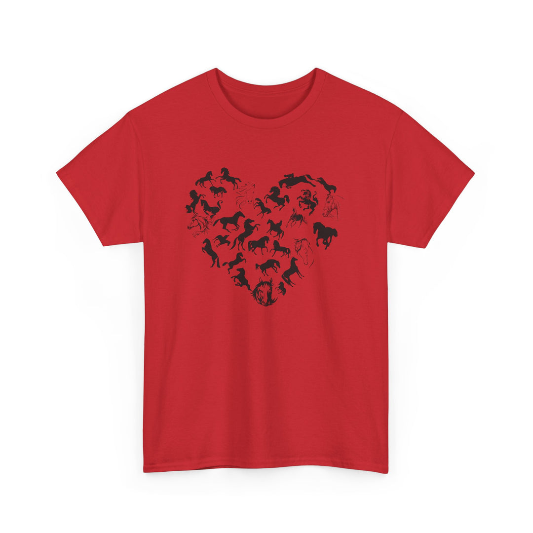 Horse Heart Tee - Playful and Whimsical Unisex Heavy Cotton Shirt T-Shirt Printify Red S