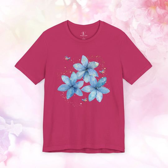 Floral Tee with Watercolor Flowers and Fireflies