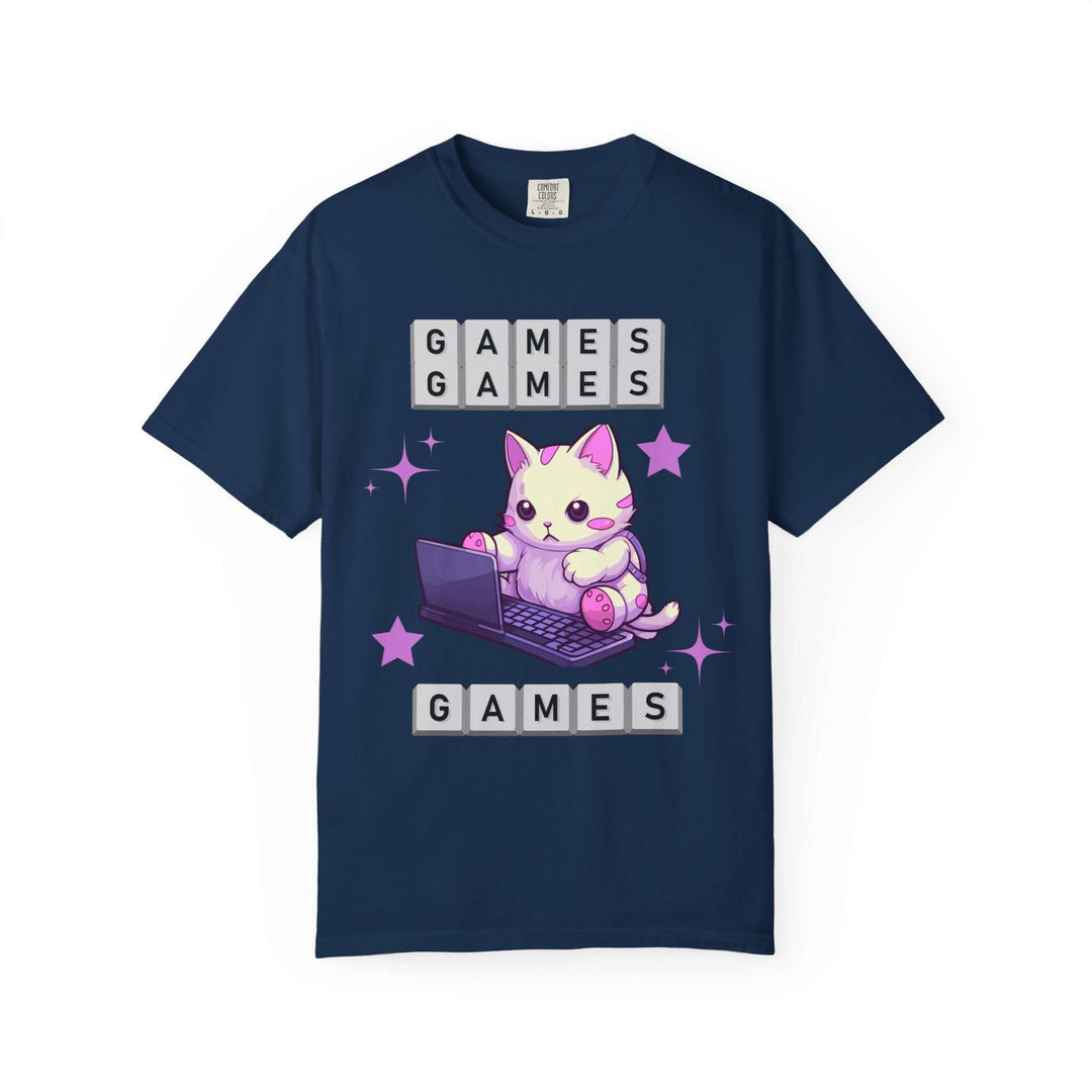 Kawaii Cat Games T-Shirt T-Shirt Printify Navy S