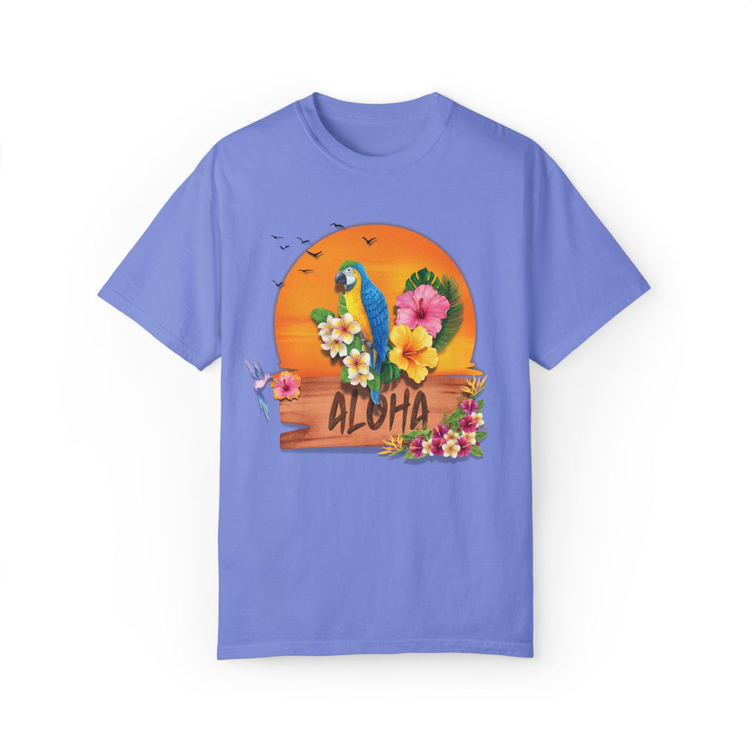 Tropical Parrot Aloha T-shirt T-Shirt Printify Flo Blue S