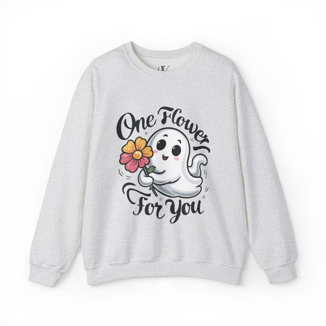 Cute Ghost "One Flower for You" Sweatshirt - Spooky Cozy