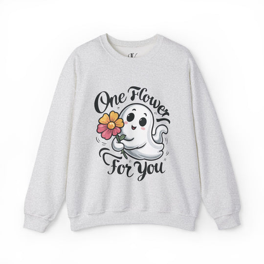 Cute Ghost "One Flower for You" Sweatshirt - Spooky Cozy