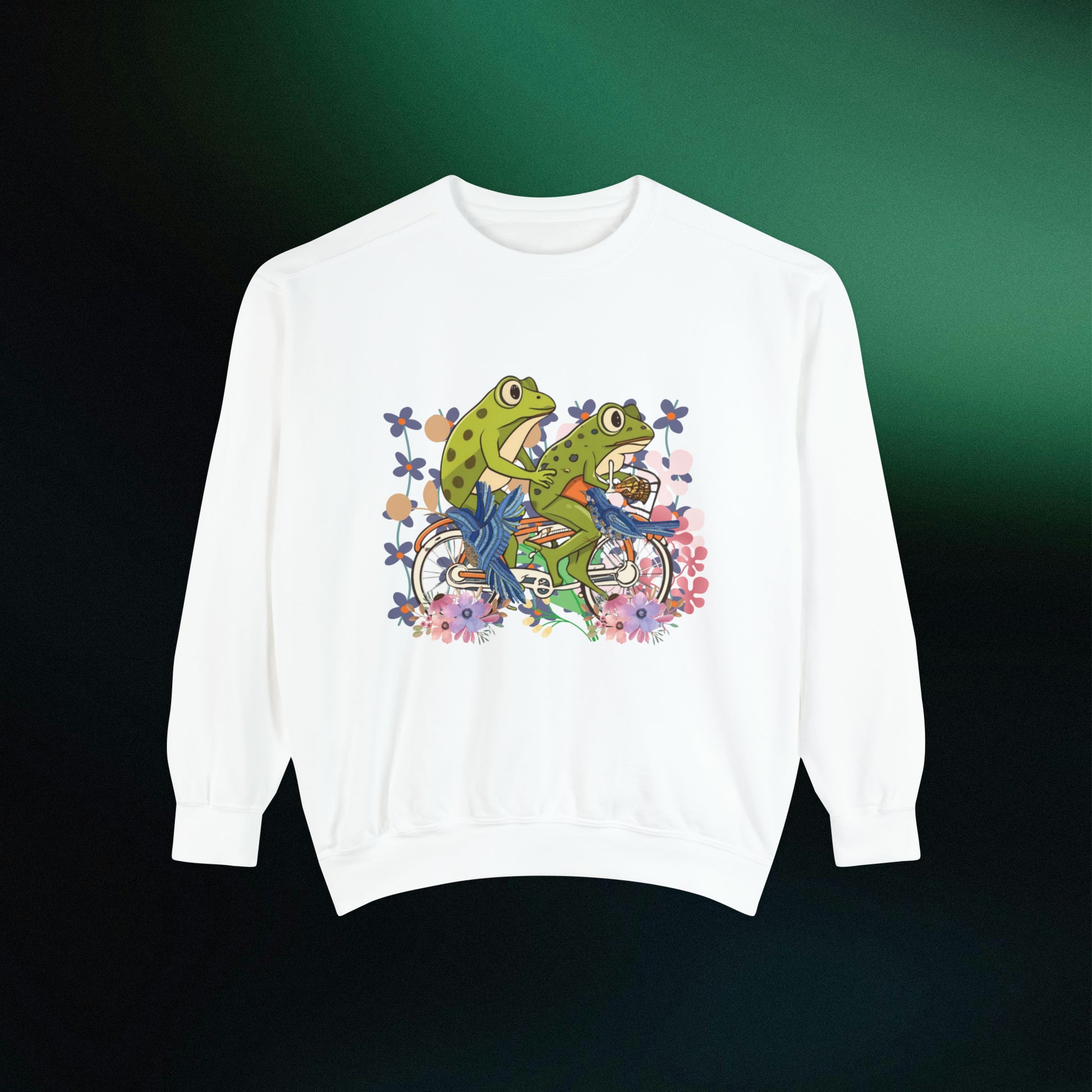 Frogs Bicycle Sweatshirt | Cottagecore Sweatshirt | Aesthetic Sweater Sweatshirt   