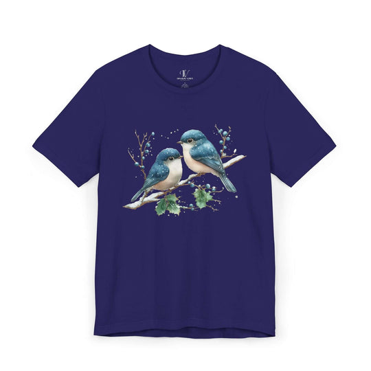 Winter Blue Jay Birds T-shirt T-Shirt Printify Team Navy XS