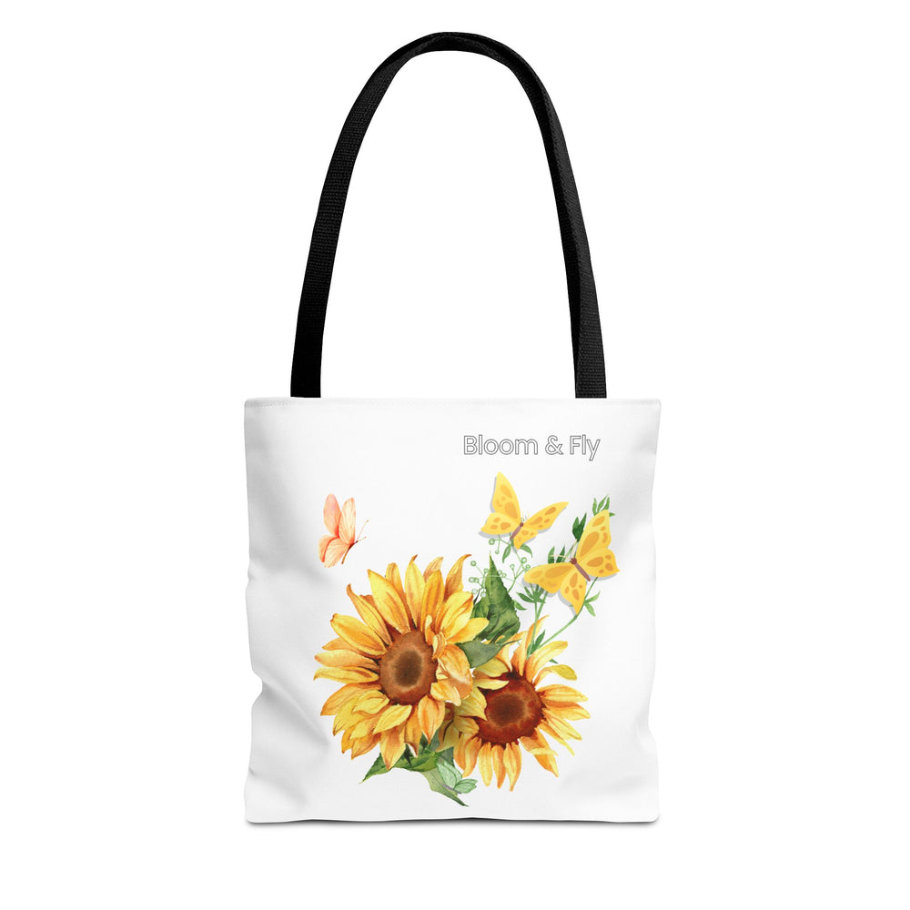 Sunflower Tote Bag - Nature Lover's Floral Shopping Bag Bags Printify 13" × 13'' Black