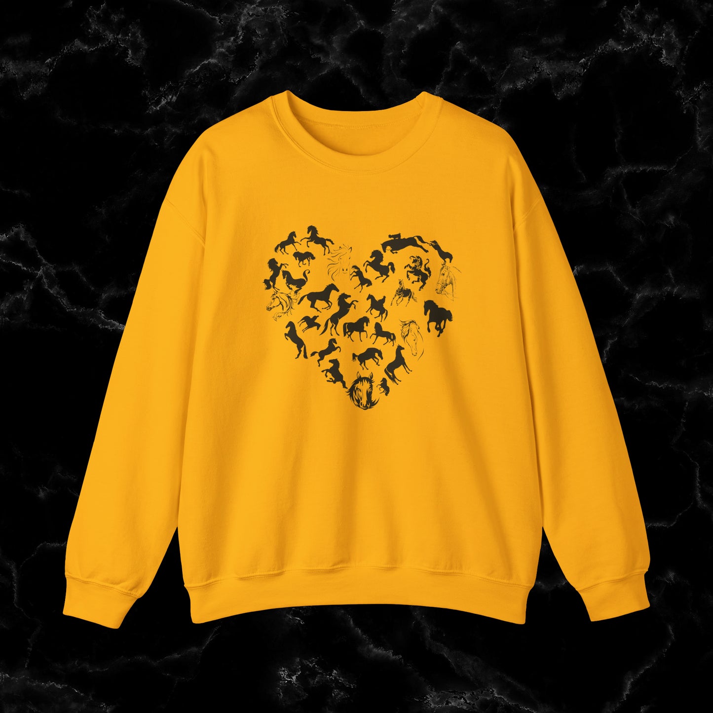 Horses Heart Sweatshirt | Horse Lover Sweater - Horse Lover Gift - Horse Crewneck Sweater - Equestrian Gift - Horse Owner Sweater Sweatshirt S Gold 