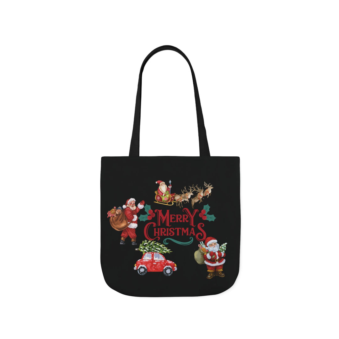 Vintage Style Christmas Canvas Tote Bag Accessories Printify 16" × 16'' Black