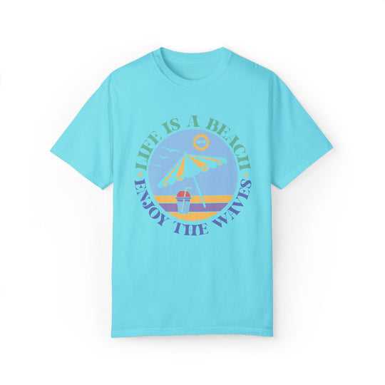 Summer Beach Life Garment-Dyed T-shirt T-Shirt Printify Lagoon Blue S