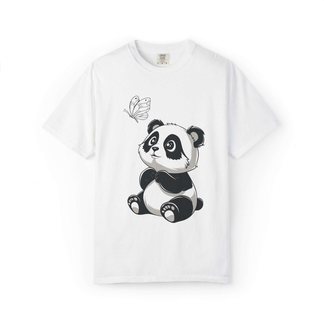Adorable Panda & Butterfly Tee T-Shirt Printify White S