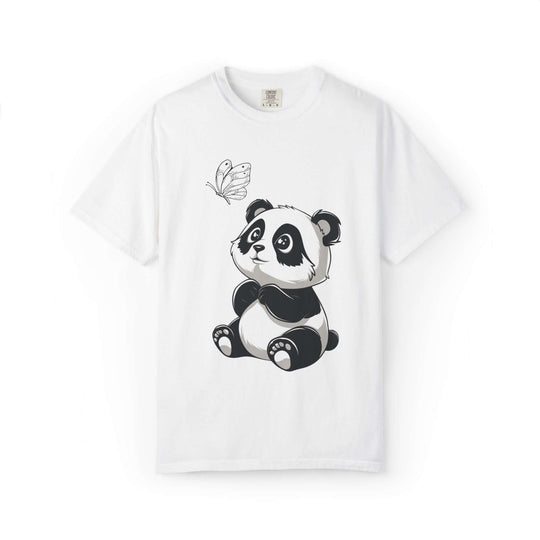 Adorable Panda & Butterfly Tee T-Shirt Printify White S