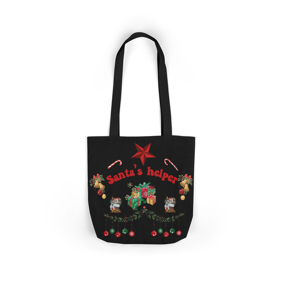 Christmas Canvas Tote Bag - Santa's Helper Accessories Printify 13" × 13'' Black