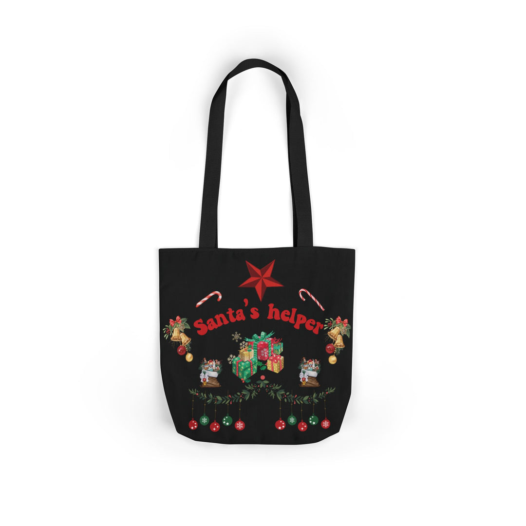 Christmas Canvas Tote Bag - Santa's Helper Accessories Printify 13" × 13'' Black