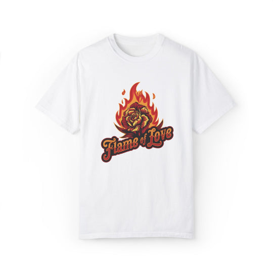 Flame of Love Unisex T-shirt with Rose T-Shirt Printify White S