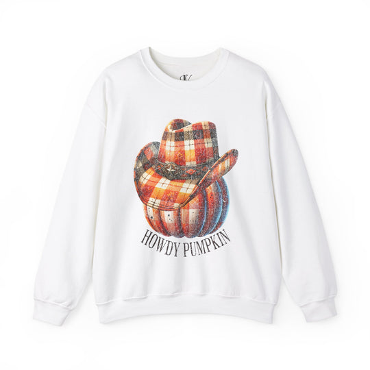 Plaid Pumpkin Crewneck Sweatshirt - Howdy Pumpkin Western Fall Sweatshirt