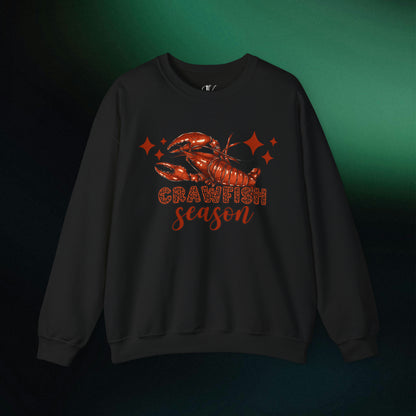 Celebrate Crawfish Season: Mardi Gras Sweatshirt, Crawfish Lovers Sweater, Louisiana Crew Tee | Crawfish Season Apparel - Embrace the Flavor and Fun of the Season with Stylish Crawfish-Themed Wear! Sweatshirt S Black 
