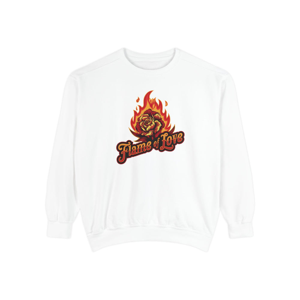 Flame of Love Sweatshirt Sweatshirt Printify White S