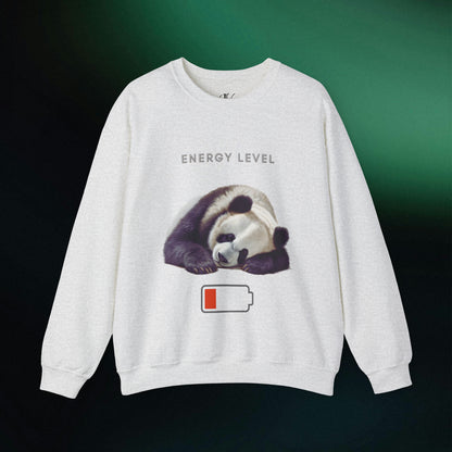 Energy Level Panda Unisex Heavy Blend Crewneck Sweatshirt Sweatshirt S Ash 