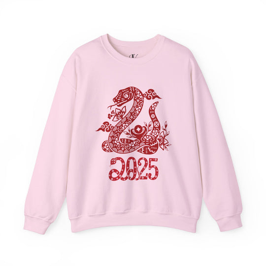 Year of the Snake Sweatshirt - Chinese Zodiac 2025 Sweatshirt Printify S Light Pink