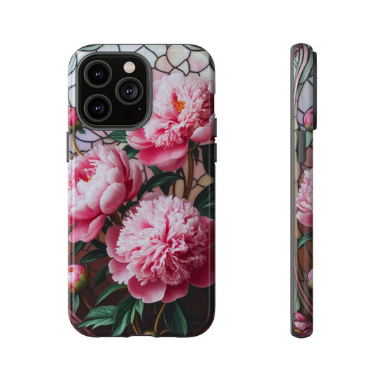 Phone Case Art Deco Pink Peonies Phone Case Printify iPhone 14 Pro Max Glossy