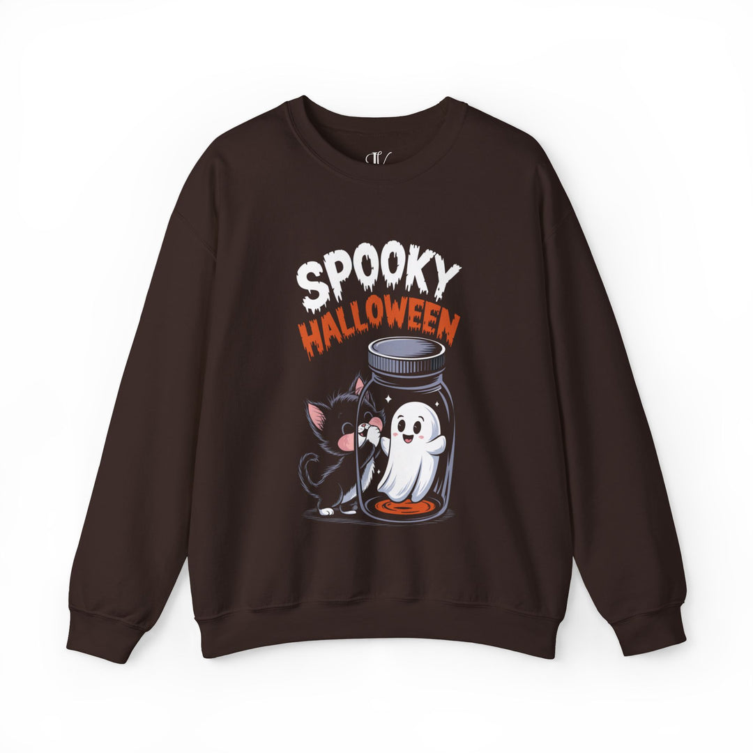 Spooky Cat & Ghost Halloween Sweatshirt