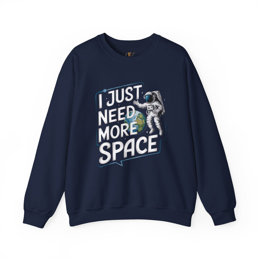 Space Astronaut Crewneck Sweatshirt - I JUST NEED MORE SPACE Sweatshirt Printify S Navy