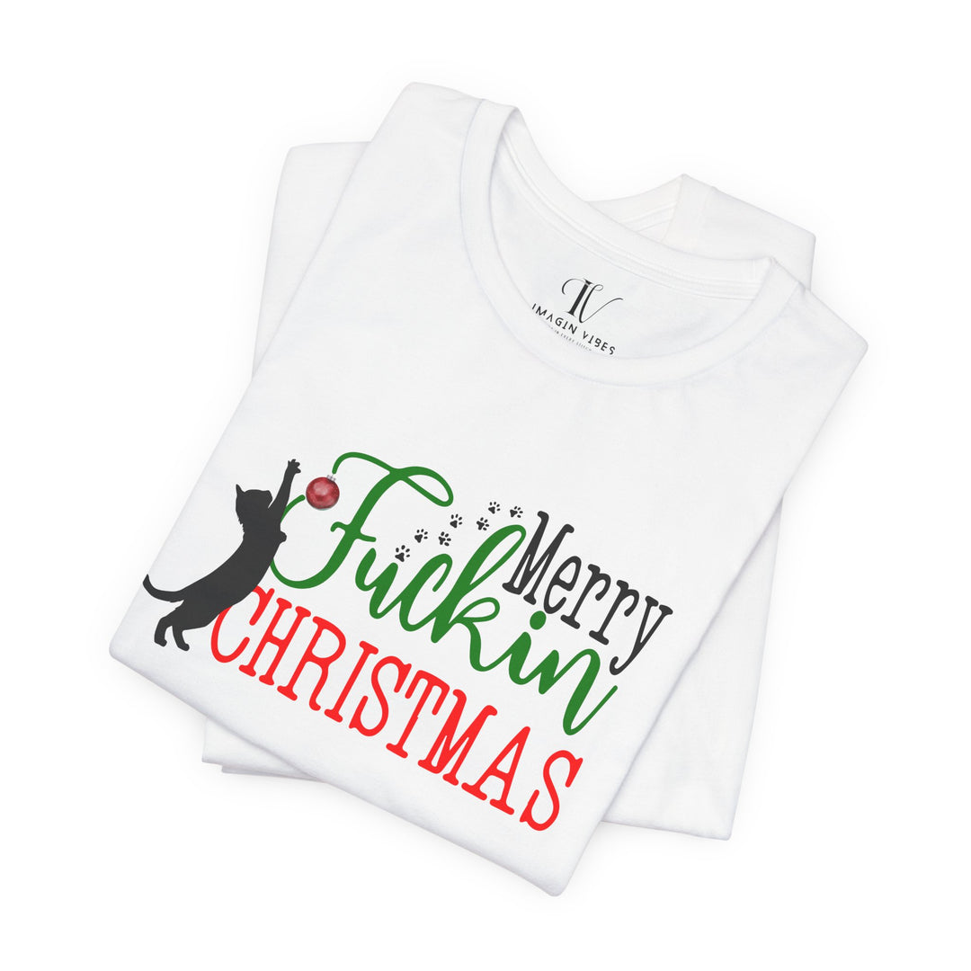 Christmas Cat Unisex Tee - Funny Festive Holiday Shirt with Profanity