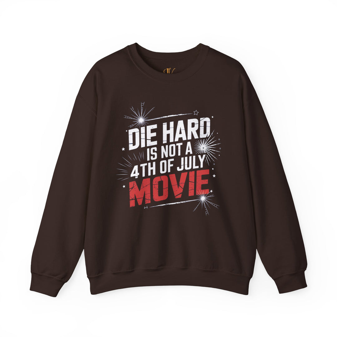 Crewneck Sweatshirt DIE HARD IS NOT A 4TH OF JULY MOVIE Sweatshirt Printify S Dark Chocolate