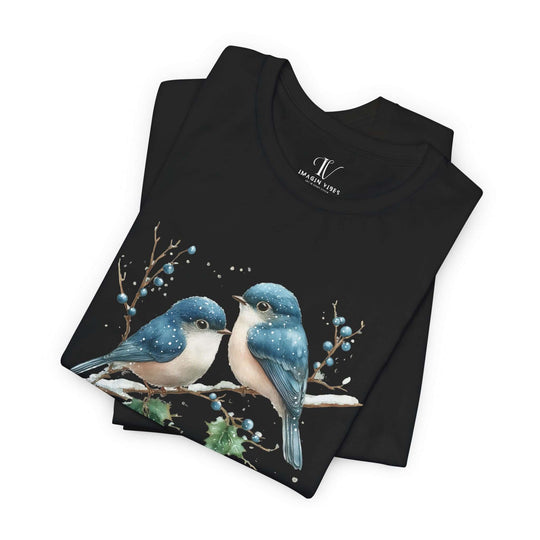 Winter Blue Jay Birds T-shirt T-Shirt Printify