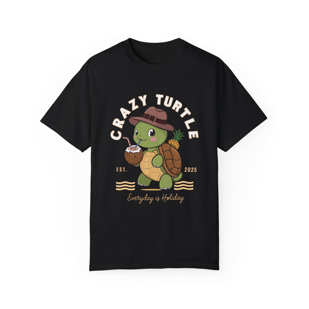 T-shirt - Crazy Turtle with Coconut Drink T-Shirt Printify Black S