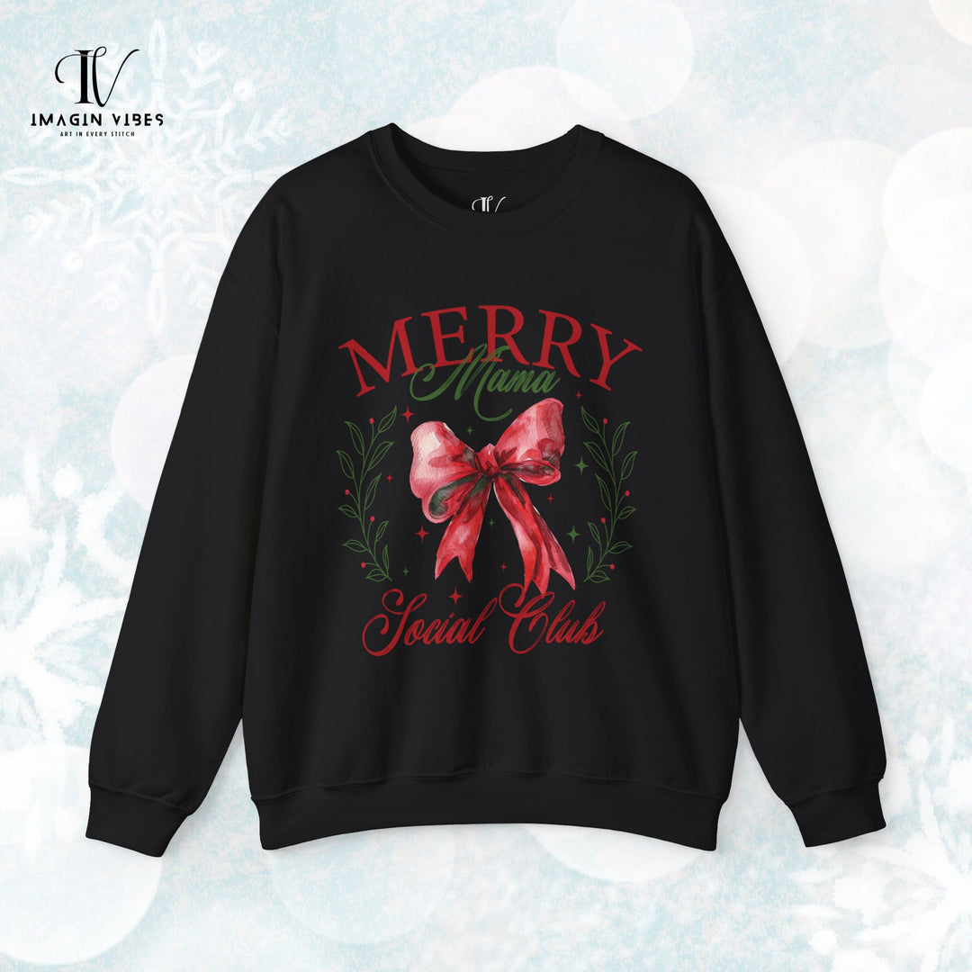 Merry Mama Social Club: Coquette Bow Christmas Sweatshirt