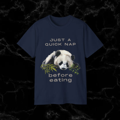 Nap Time Panda Unisex Funny Tee - Hilarious Panda Nap Design - Just a Quick Nap Before Eating T-Shirt Navy S 