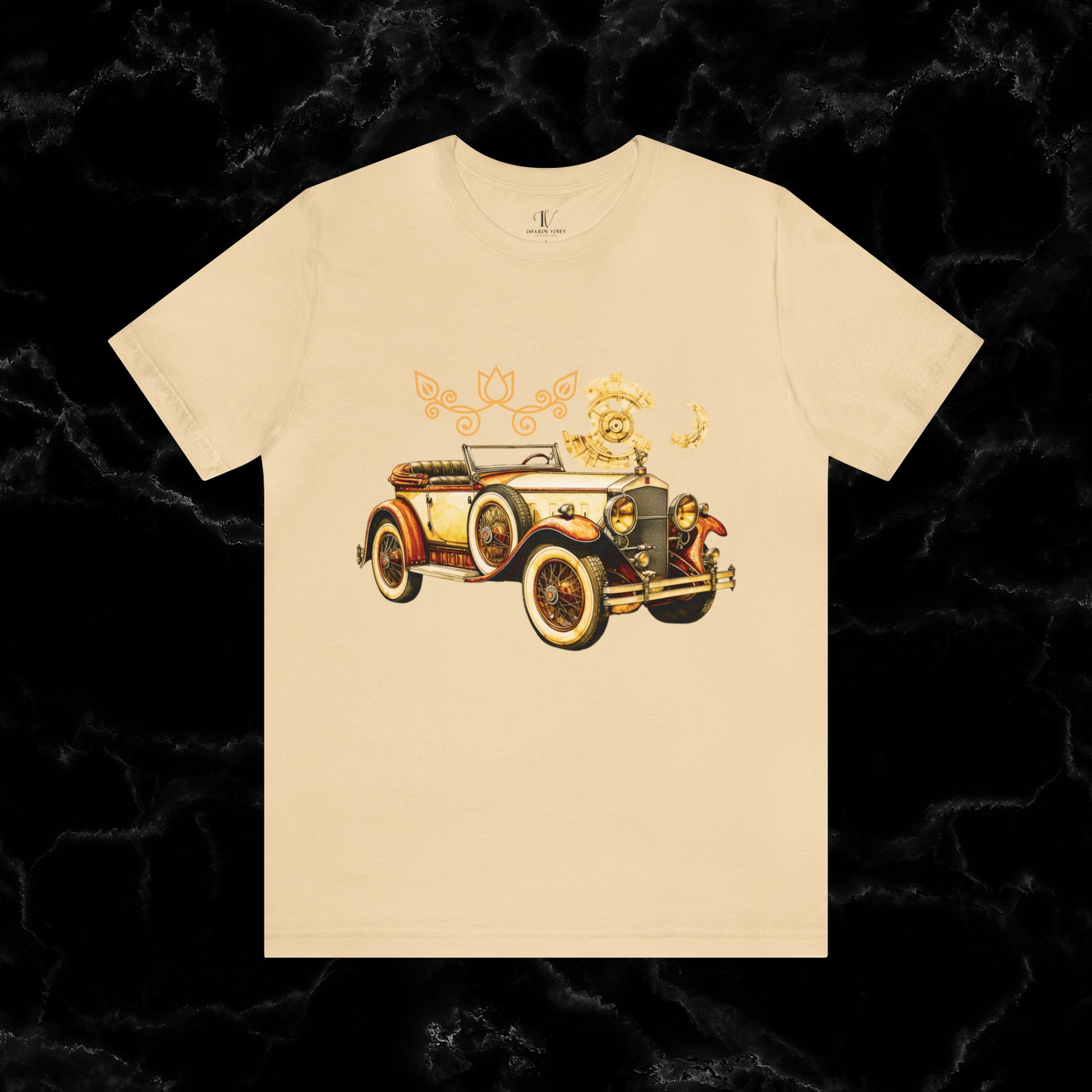 Vintage Car Enthusiast T-Shirt - Classic Wheels and Timeless Appeal for Automotive Enthusiast T-Shirt Soft Cream S 