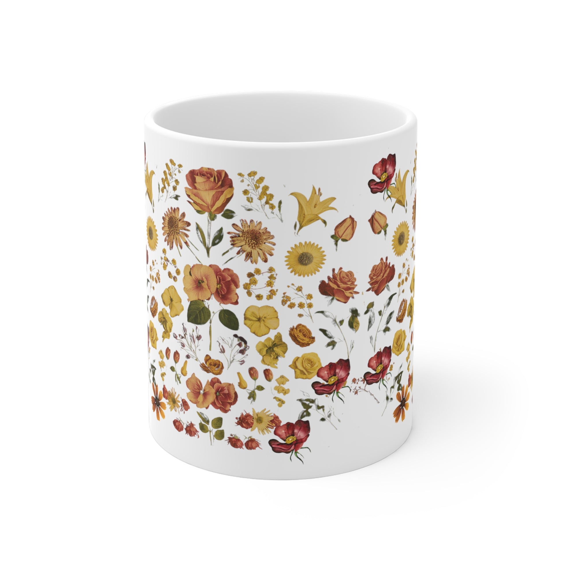 Pressed Flowers Mug - Boho Wildflowers Cottagecore Coffee Mug - Vintage Botanical Tea Cup - Pastel Floral Nature Mug - Flower Garden Lover Gift Mug   