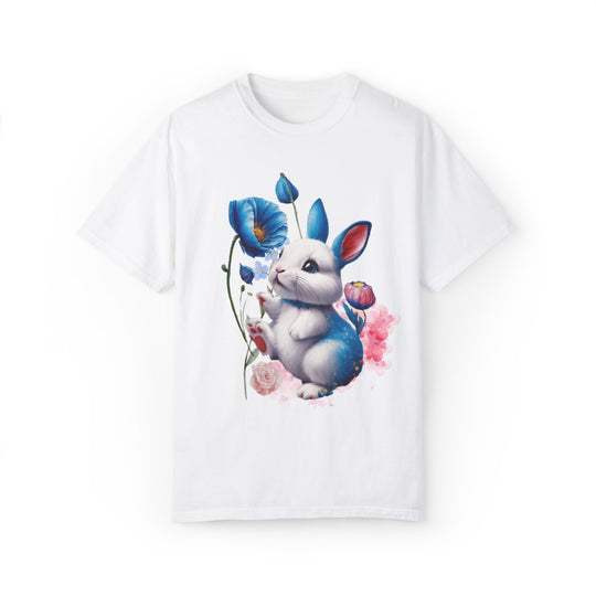 Rabbit Floral T-shirt T-Shirt Printify White S