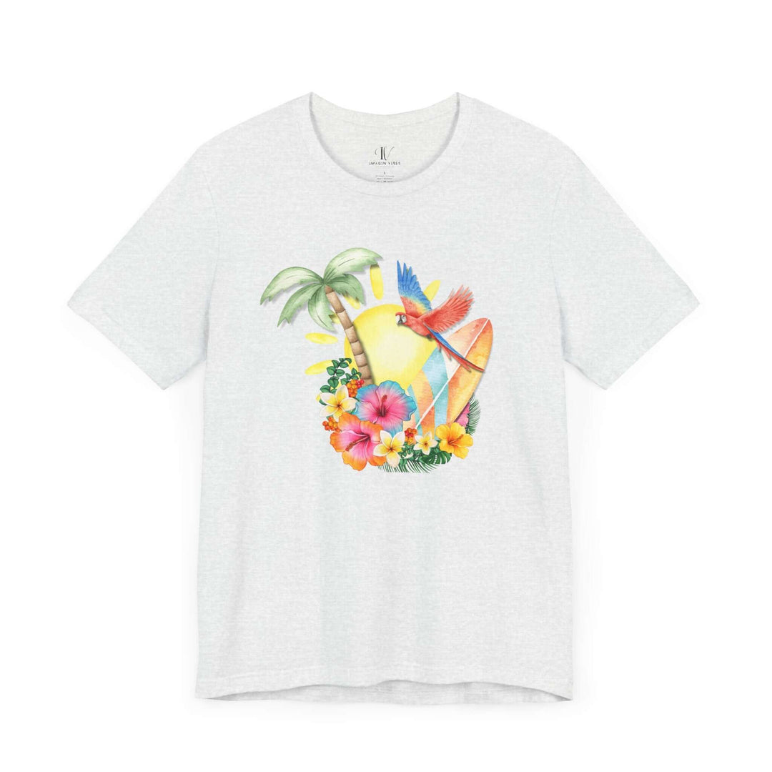 Dreamy Watercolor Tropical Paradise Unisex Tee T-Shirt Printify Ash XS