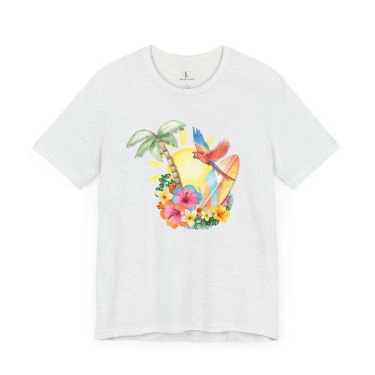 Dreamy Watercolor Tropical Paradise Unisex Tee T-Shirt Printify Ash XS