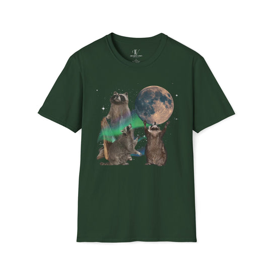 Raccoon Moonlight T-Shirt T-Shirt Printify Forest Green S