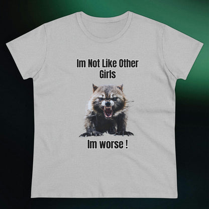 Funny Angry Raccoon T-Shirt | Im Not Like Other Girls T-Shirt Sport Grey S 