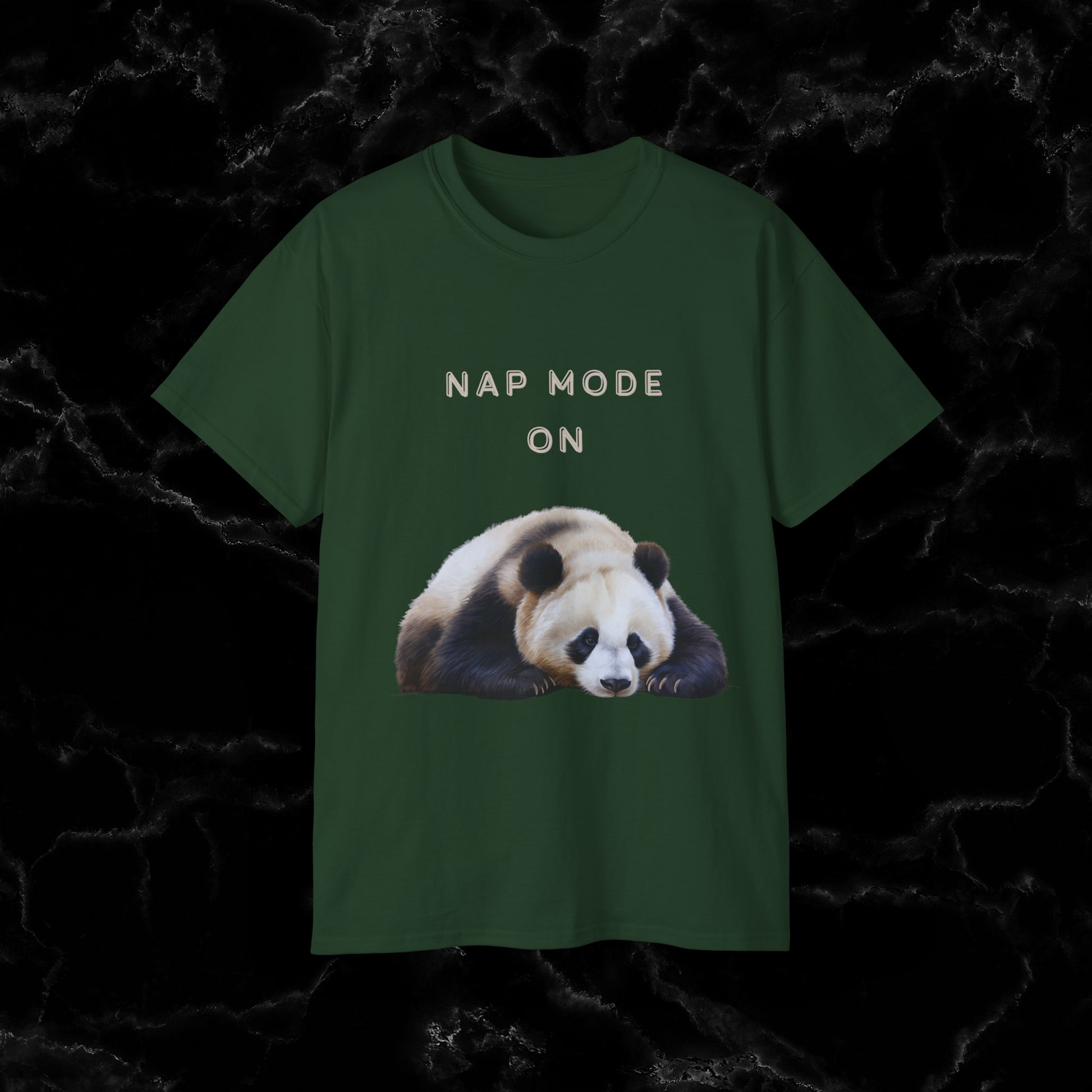 Nap Time Panda Unisex Funny Tee - Hilarious Panda Nap Design T-Shirt Forest Green S 
